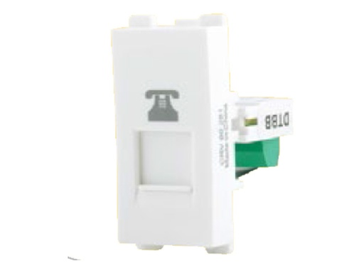 [CRV1-60-251] لقمة بريزة تليفون 4 طرف كيرف ساس ابيض